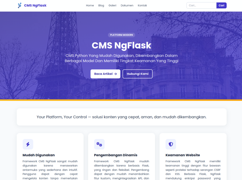 CMS NgFlask Dengan Keamanan dan Modul Pendukung yang Fleksibel